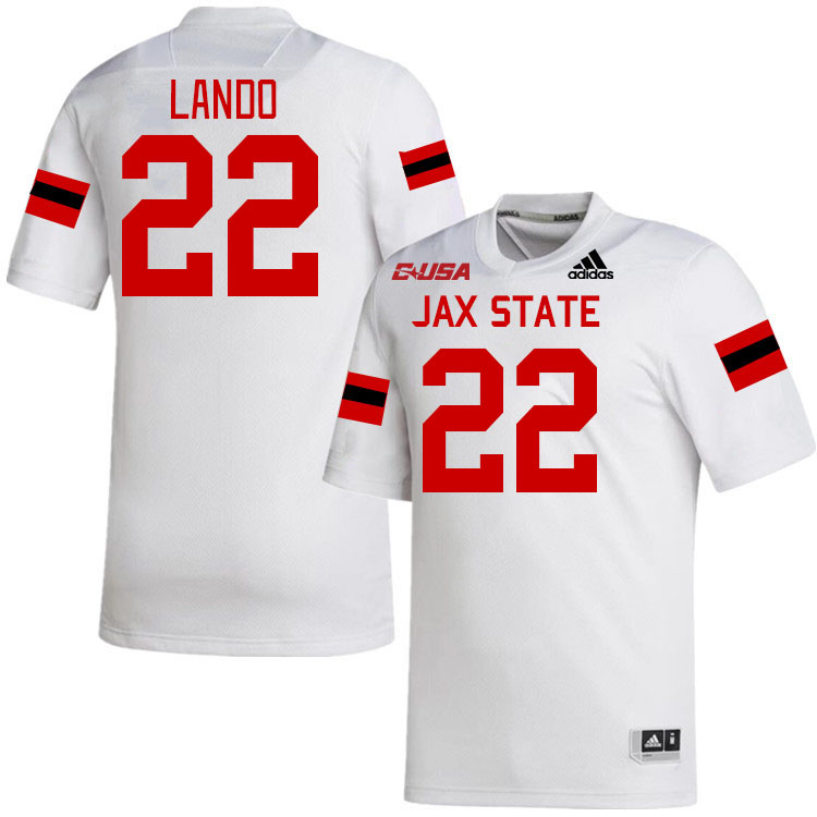 #22 Khristian Lando Jacksonville State Gamecocks College Football Jerseys Stitched-White